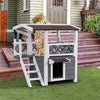 2-Story Outdoor Weatherproof Wooden Cat House