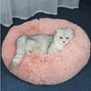 Round Plush Cat Bed House Soft Long Plush Cat Bed