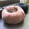 Round Plush Cat Bed House Soft Long Plush Cat Bed