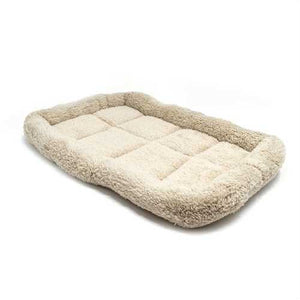 Extra-Small Dog or Cat Bed Faux Fur Plush Beige Padded Mat